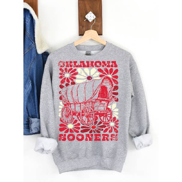 Moletom Floral Oklahoma Sooners Groovy por atacado de BB Subs and Screens