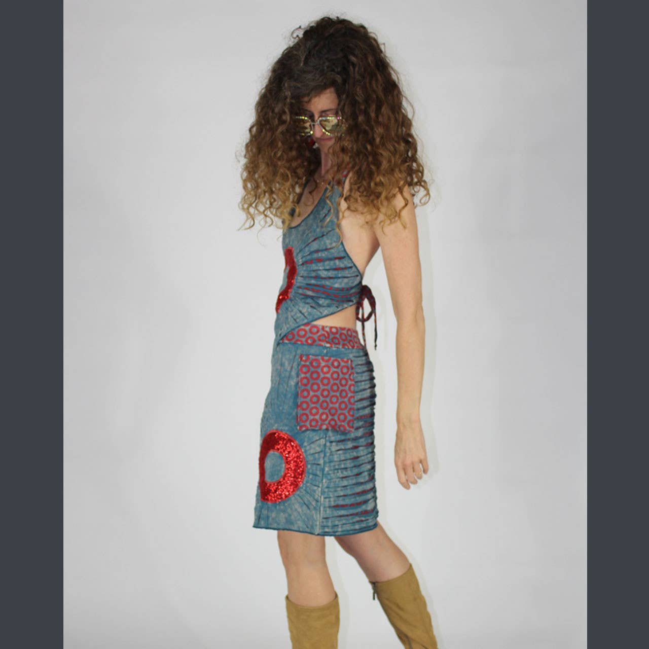 krikand AMNI BLUES MINI NEDERDEL Stenvasket Bomuldslycra Razor Cut for engroshandel på Faire0