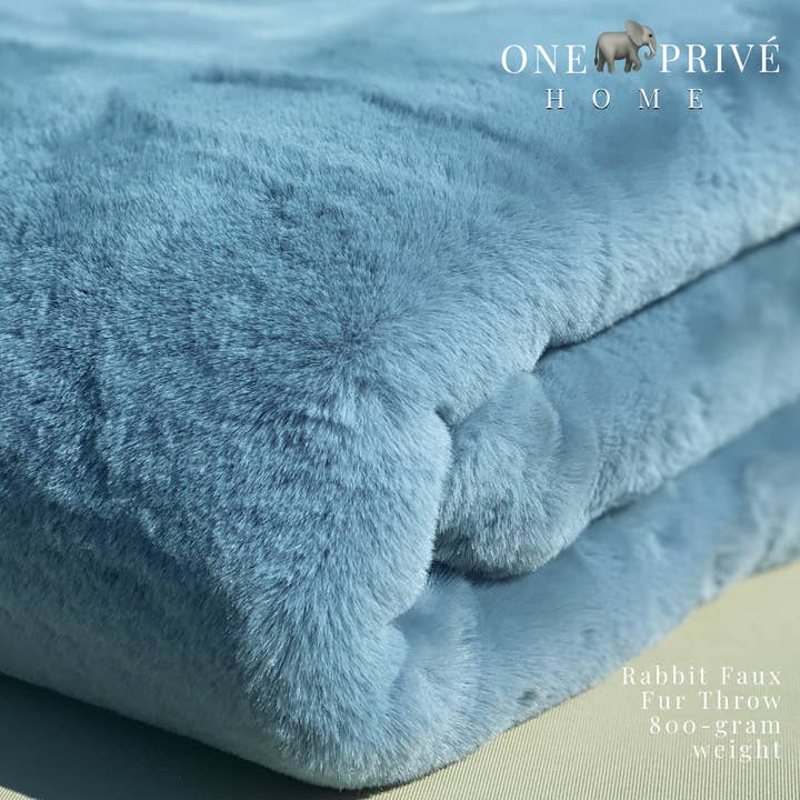 One Preevay Yacht Blue Ultra-Soft Faux Rabbit Fur Throw | Luxury 800gsm Plush | 50x60 for wholesale by One Preevay Luxury Home Furniture & Decor