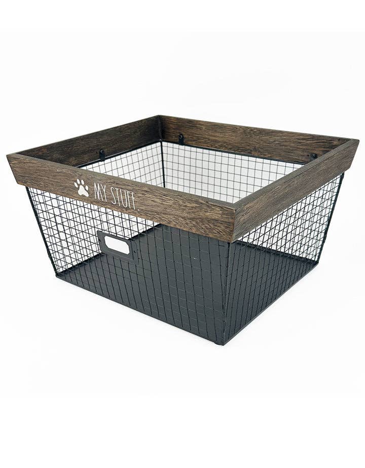 DesignStyles Home - Venta al por mayor Cestas - Cesta con diseño de mascotas «My Stuff» de Rae Dunn con soporte para etiquetas3