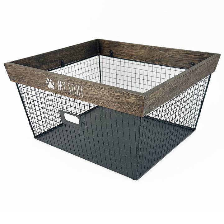 DesignStyles Home - Venta al por mayor Cestas - Cesta con diseño de mascotas «My Stuff» de Rae Dunn con soporte para etiquetas3