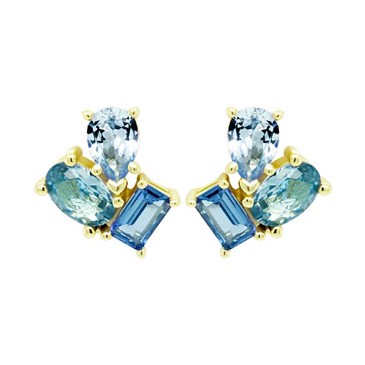 Forgyldt sterlingsølv assorterede CZ Post øreringe for engroshandel hos Dlux Jewels