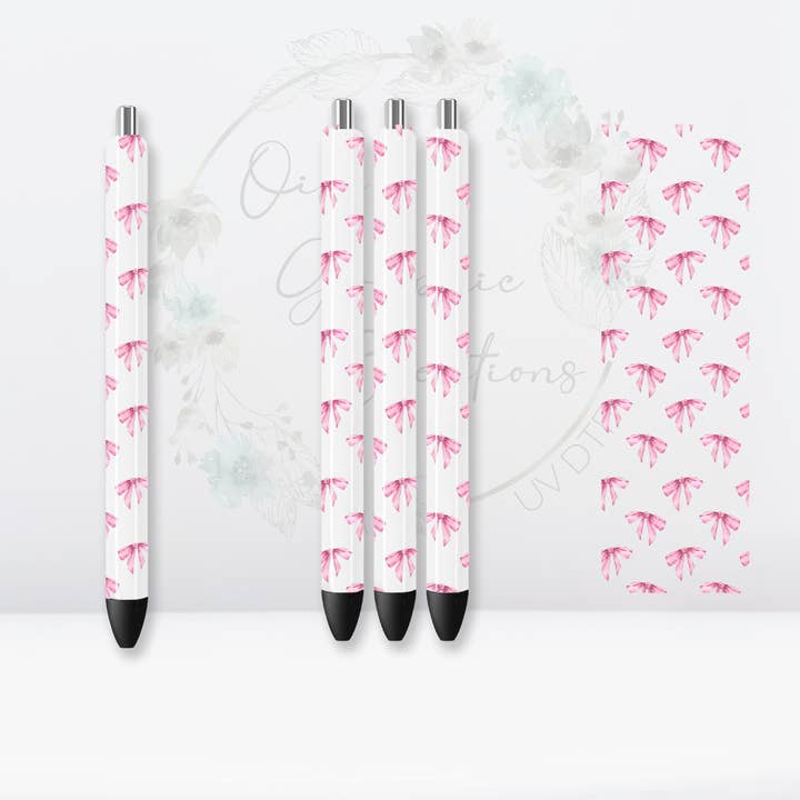Pink Coquette Bows-UV DTF Pen Decal for wholesale by Oily Graphic Creations