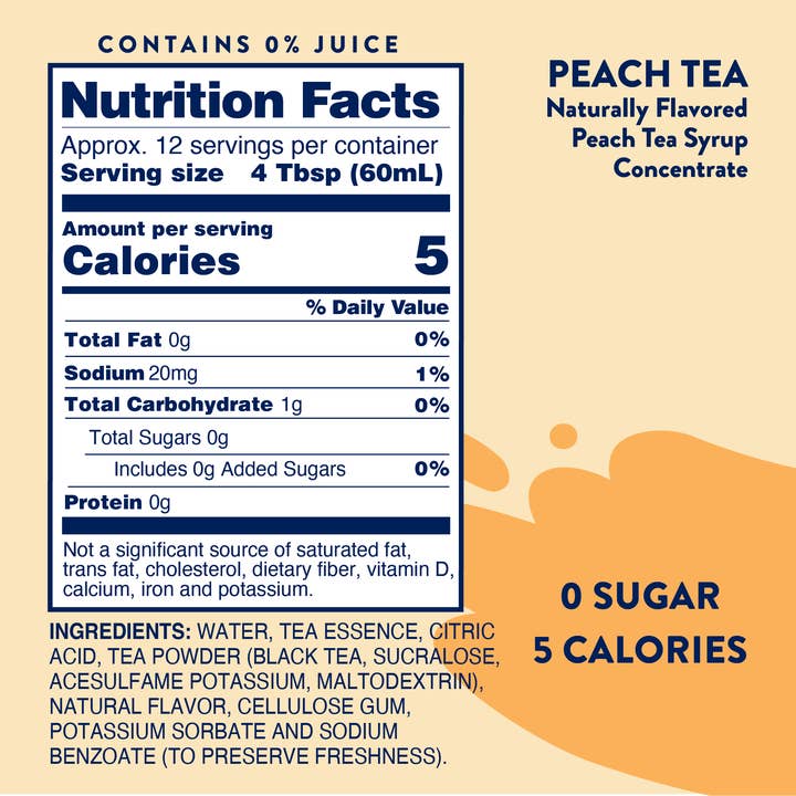 Jordan's Skinny Mixes - Wholesale Cocktail Mix/Syrup - Sugar Free Peach Tea Syrup Concentrate