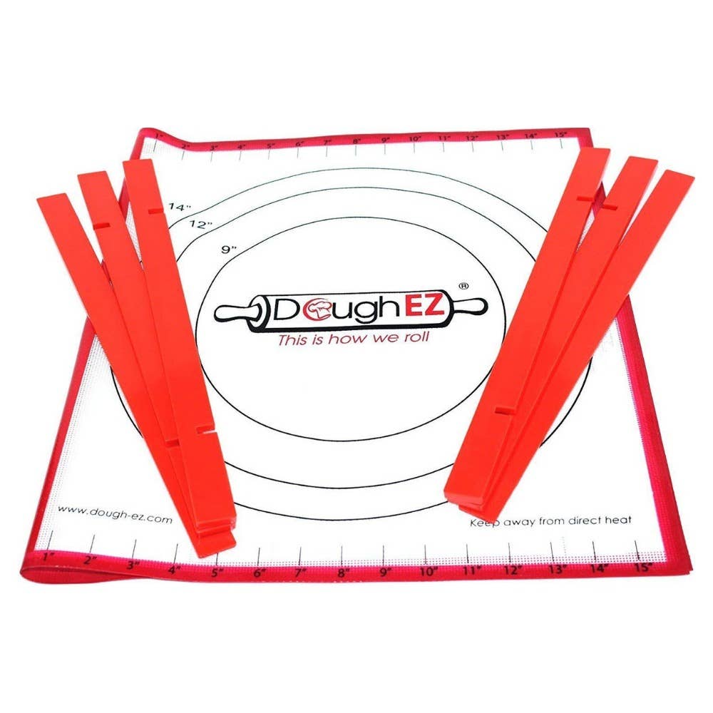 DoughEZ - Wholesale Baking Sheet/Mat - Pastry Mat Red Border with 6 Guide Sticks0