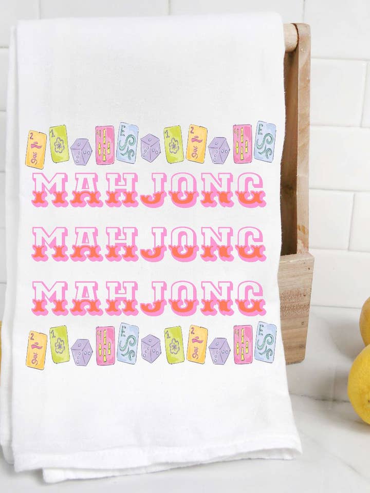 Mahjong Tea Towel for wholesale by The Preppy Pineapple Home