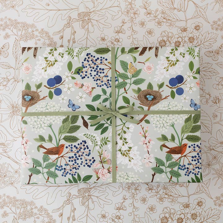Botanica Paper Co. - Wholesale Flat Wrap - FLOWERING TREES | Double Sided Wrapping Paper