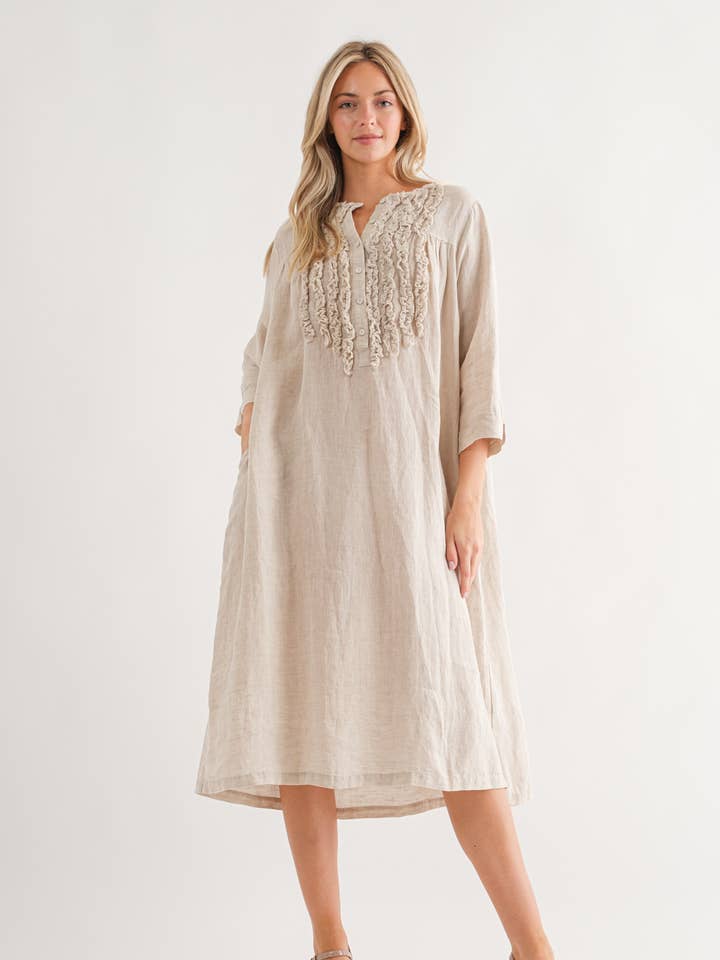 Puckered Bib Front Dress - KH074 for wholesale by Bloidy