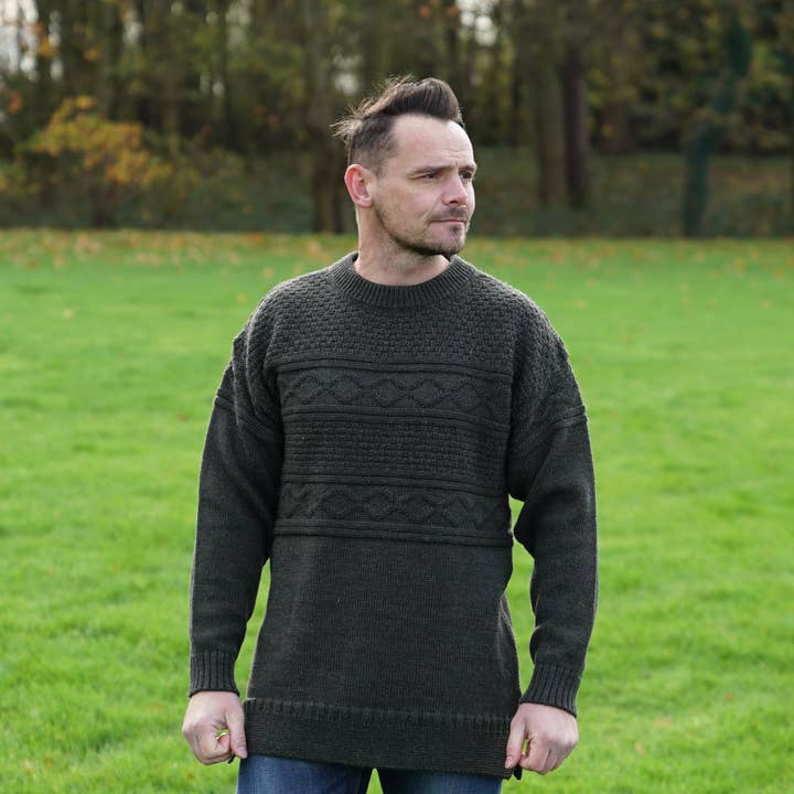 Mars Knitwear – Großhandel Strickpullover – Unisex – Guernsey Pullover aus britischer Wolle - Moss