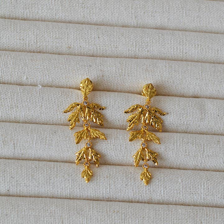 Revelari - Wholesale Dangle Earrings - Gold Leaf Dangle Earrings2