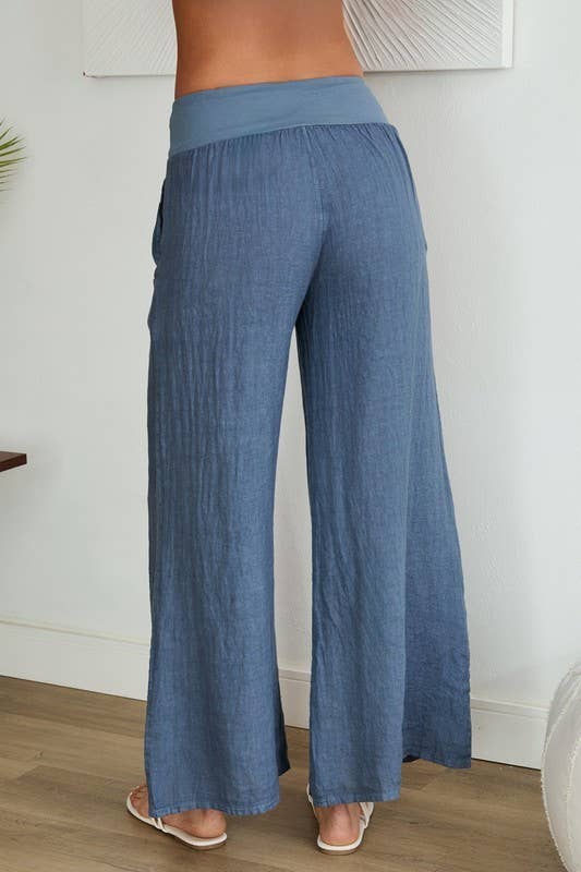 VENTI6 - Wholesale Pants - Women's - SOLID LINEN STRETCH WAISTBAND PANTS (8730-SOLID)20