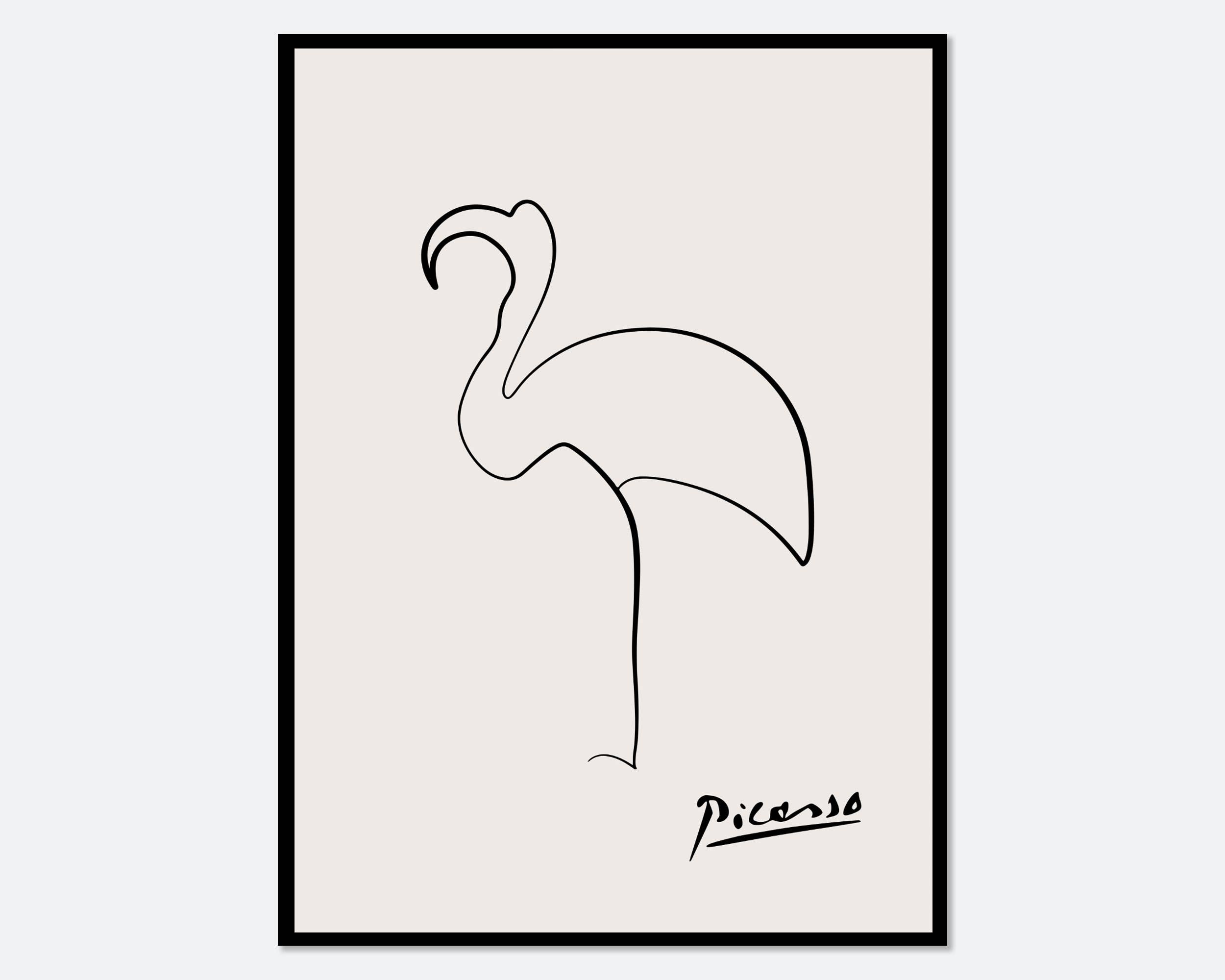 Sugar & Canvas – Impressão artística por atacado – Pablo Picasso Flamingo Linha Desenho Arte Print P350