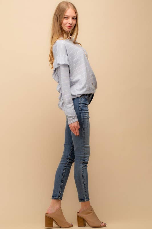 Doe and Rae - Vendita all'ingrosso Felpa - Donna - Pullover con dettagli sulle maniche con volant - 13726T1