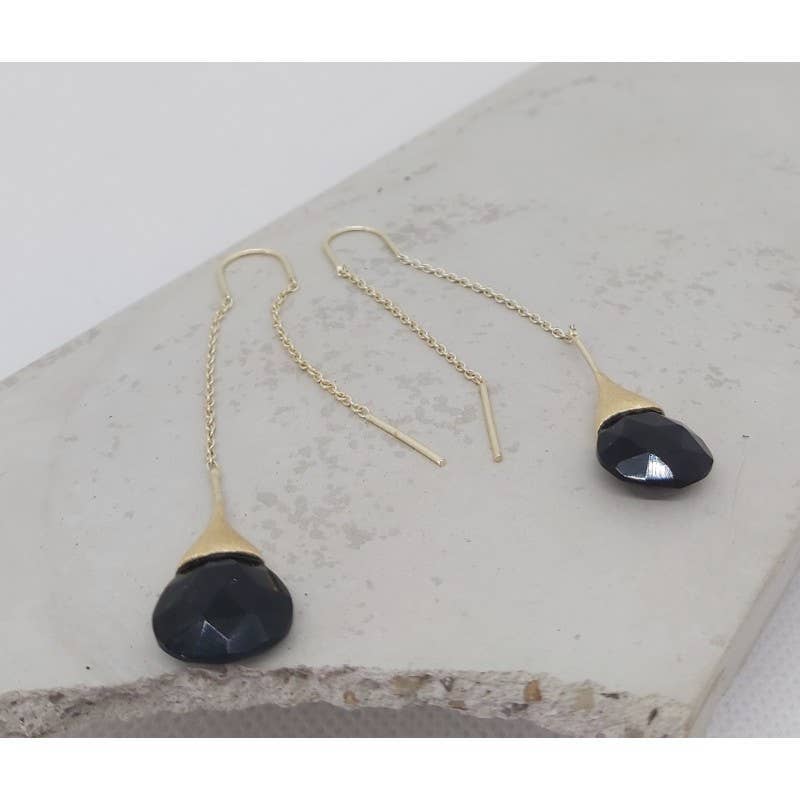 Atelier Leblanc – wholesale Dangle earrings – Black Onyx Poetic Long Drop Earrings2