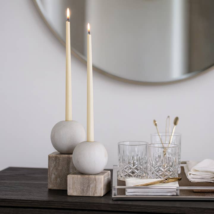 Sagebrook Home - Wholesale Candle Holder - Marble Ball On Cube Decorative Taper Holder - Multi, 7 in.2