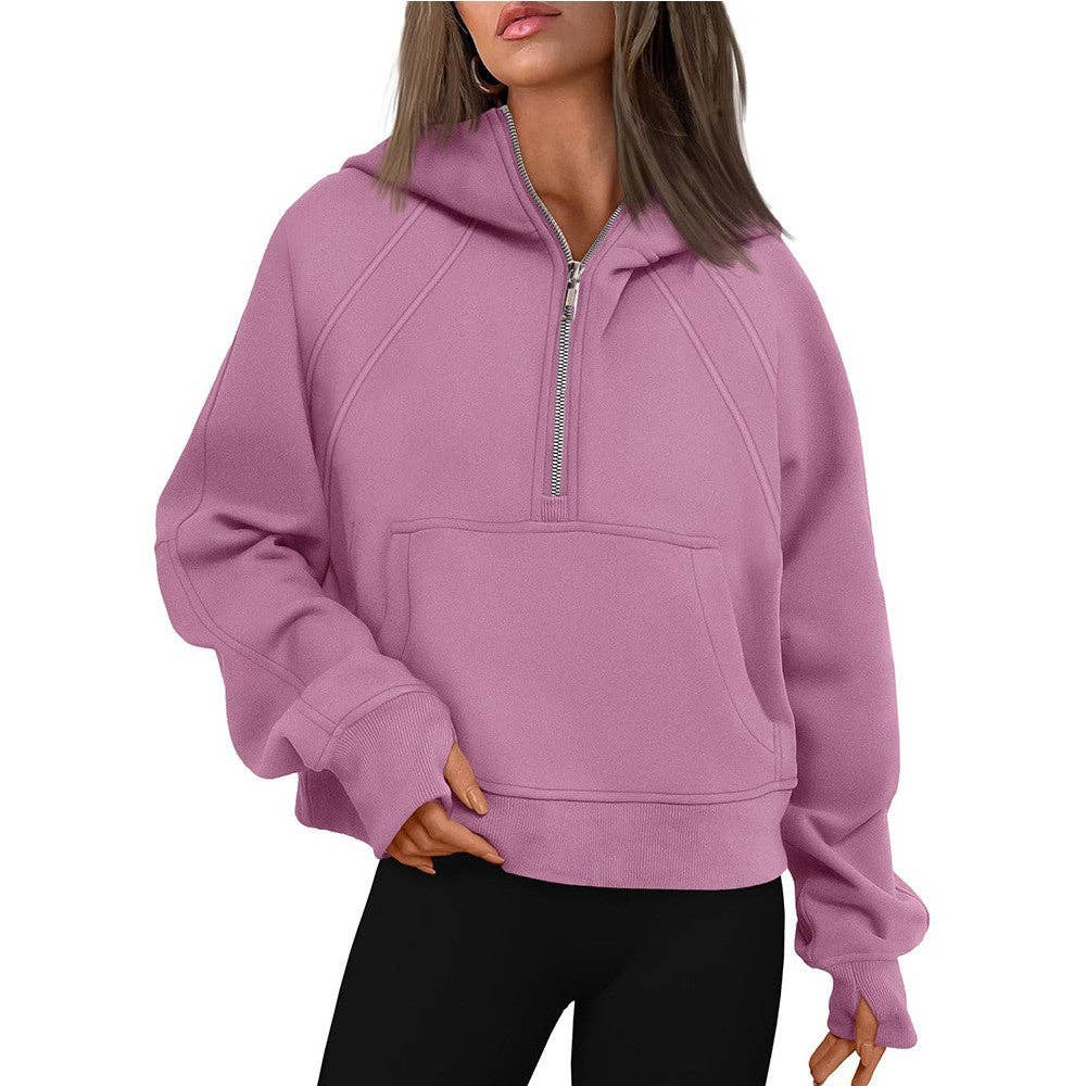 Suhkasana - Wholesale Hoodie - Women's - Zip-Up Hoodie Scuba Pullover Cropped Sweatshirt6