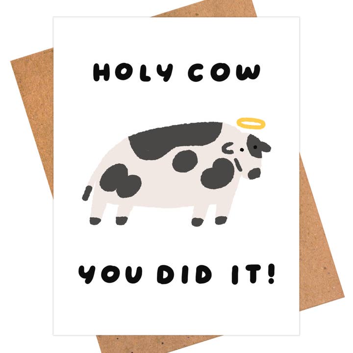 Divertida tarjeta de felicitación, tarjeta de felicitación motivadora con forma de vaca para venta al por mayor de iej studio