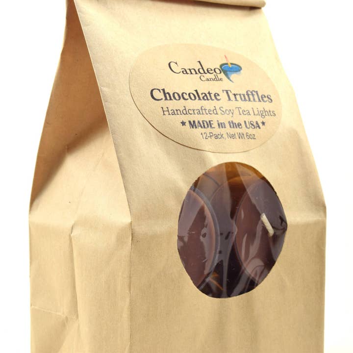 Chocolate Truffles, Soy Tea Light 12-Pack for wholesale by Candeo Candle