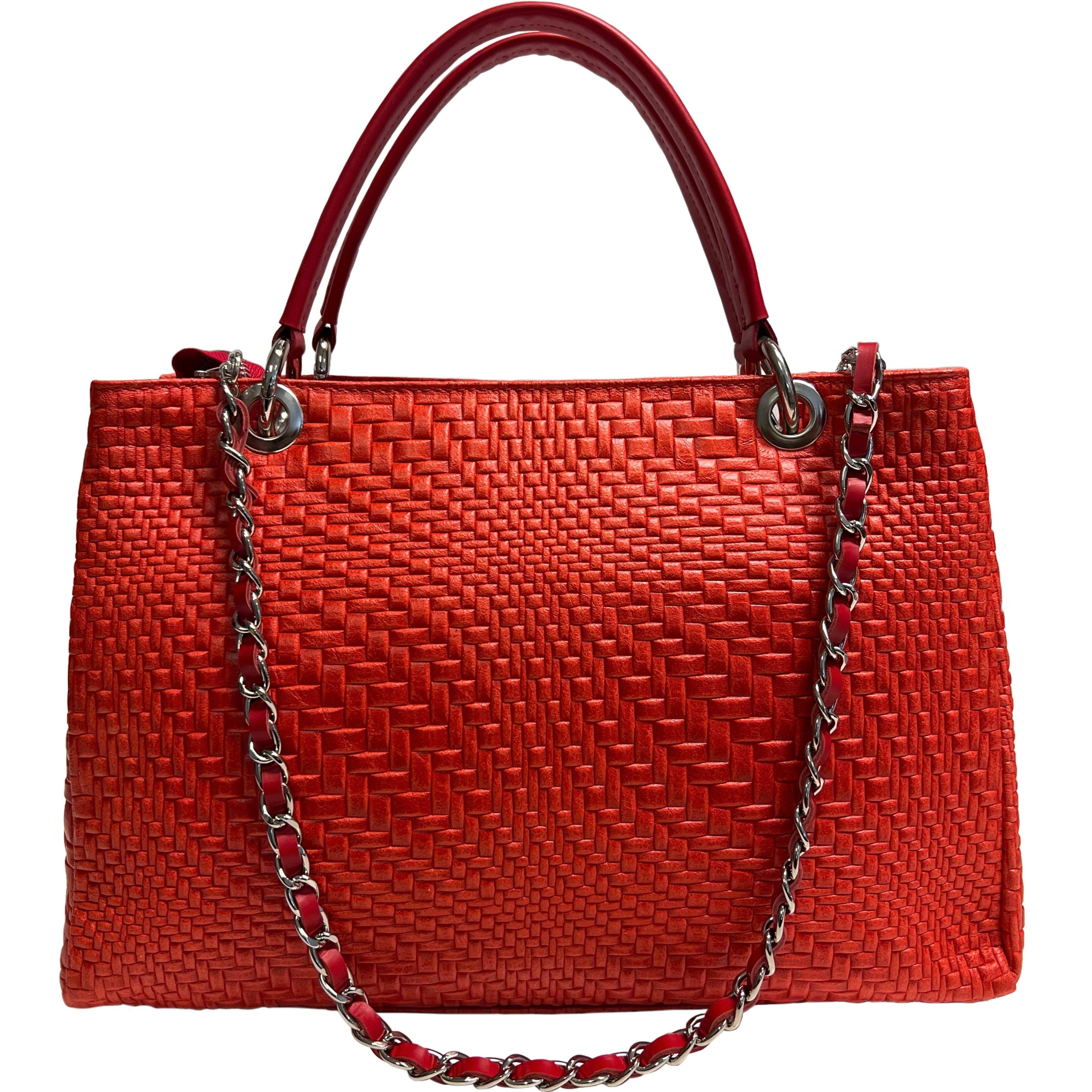 MODARNO - Vente Sac à main avec poignée sur le dessus – femme - Sac à main femme MODARNO en cuir véritable tressé avec bandoulière12