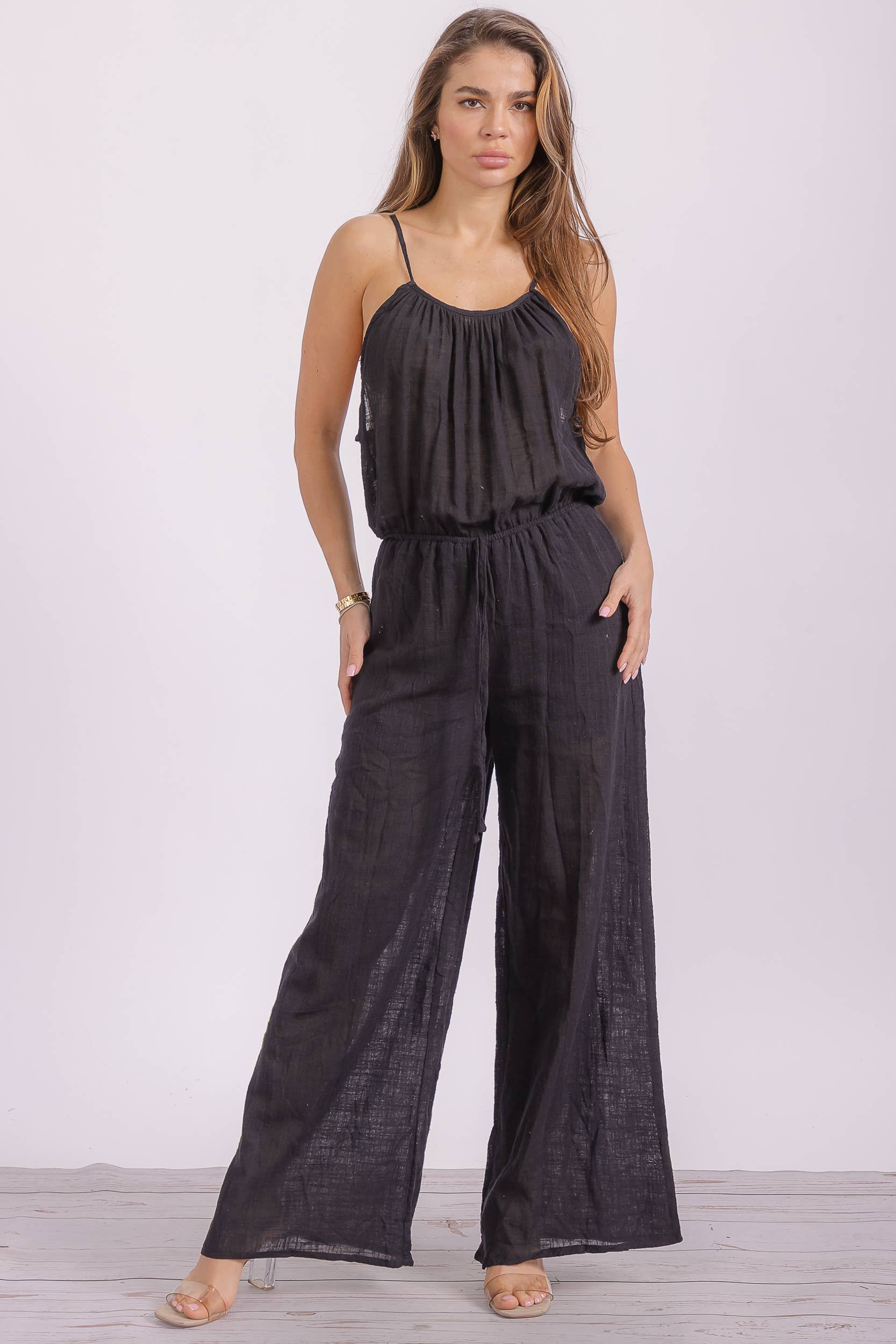 H&H Fashion Inc. - Wholesale Jumpsuit - Women's - P563 Wide Leg Linen Jumpsuit1
