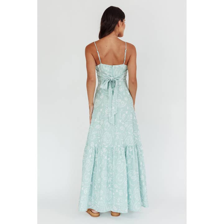 MINT BEACHY PICNIC MAXI DRESS for wholesale on Faire
