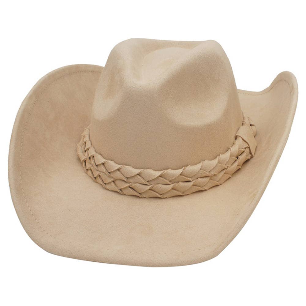 JOIA ACCESSORIES - Wholesale Cowboy Hat - Women's - DOUBLE STACK BRAID BANDED PINCH FRONT COWBOY HAT, IHT 725701