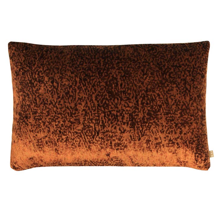 Lynx Velvet Jacquard Rectangular Cushion Rust for wholesale by Riva Home
