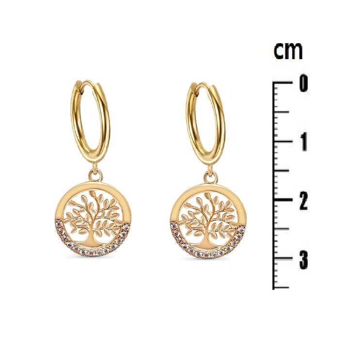 BRINCOS ÁRVORE DA VIDA - BANHADOS A OURO por atacado de Maxévan & Co