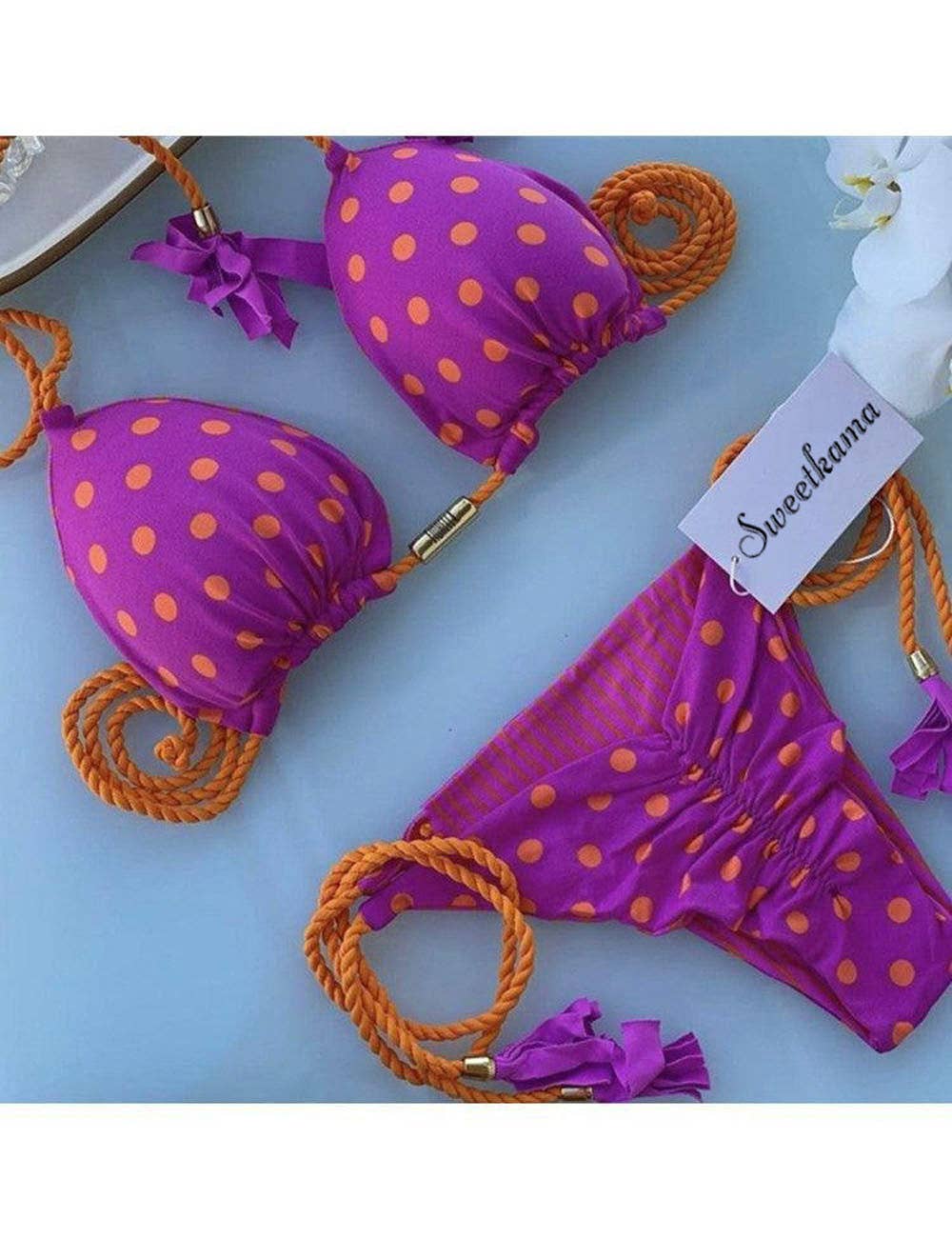 Sweetkama - Wholesale Two Piece Swimsuit - Women's - Ladies String Tie Halter Strap Sexy Bikini Set GY028