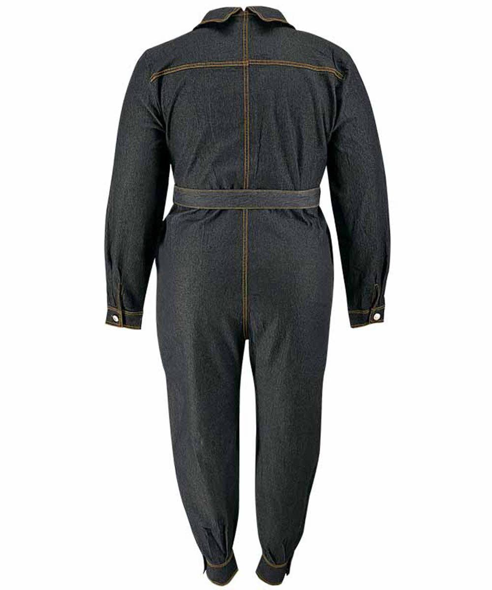 Aria Romance - Vente Combinaison – femme - Combinaison en jean décontractée à col en V11