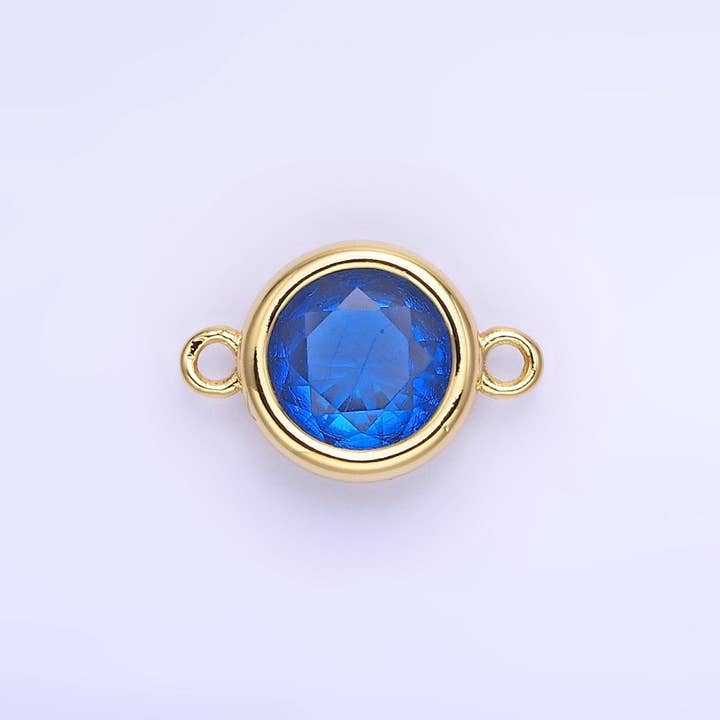 Aim Eternal - Wholesale Individual Charm/Pendant - 14K Gold Filled Birthstone CZ Round Bezel Connector | G937 - G9446