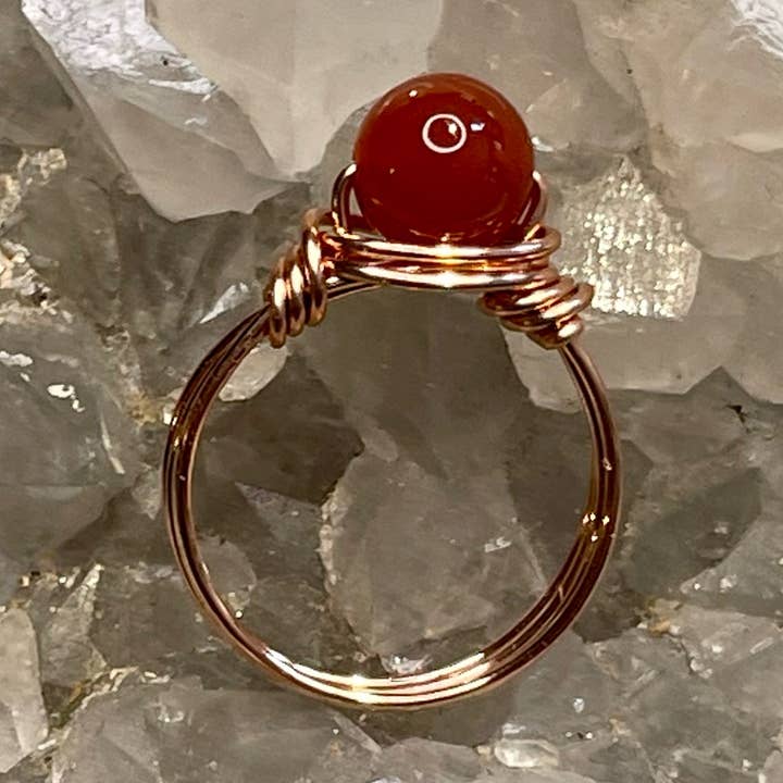 Carnelian Copper Wrapped Ring for wholesale by Best South Gems