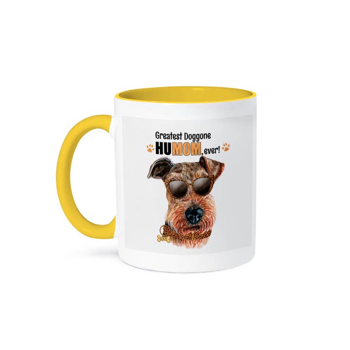 3dRose - Wholesale Coffee Mug - 3dRose, Cute Airedale Terrier Dog in Cheetah Print for Mothers Day, Mug