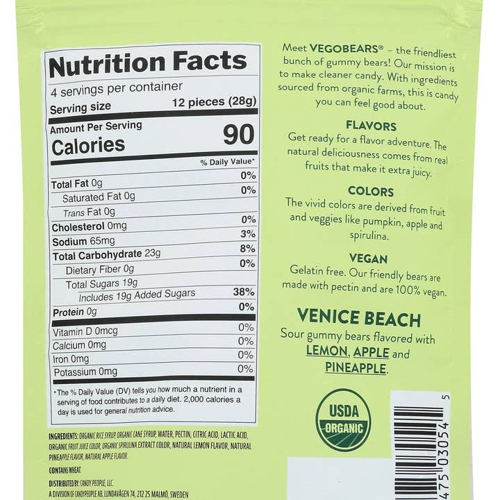 Everyday Supply Co - Wholesale Gummy - VEGOBEARS GUMMY BEARS LMN APPLE - Case of 101