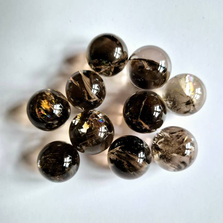 Moonlight Gemstones - Wholesale Spiritual Stone/Crystal - Rainbow Smokey Quartz Crystal Sphere A+ Quality - 2.5 cm
