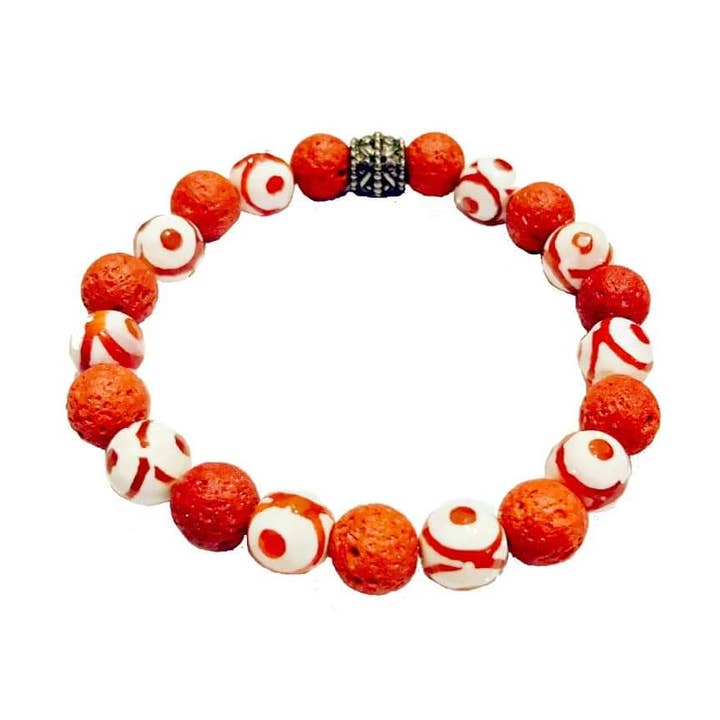 Evil Eye Bracelet with Lava Stone for wholesale by Mahogani Collections