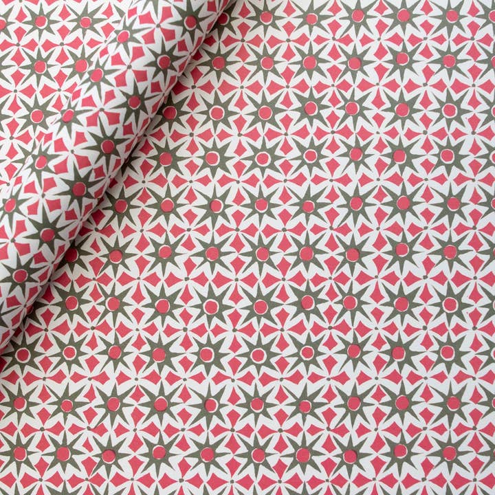 Cambridge Imprint - Wholesale Flat Wrap - Patterned Paper Alhambra Green and Pink