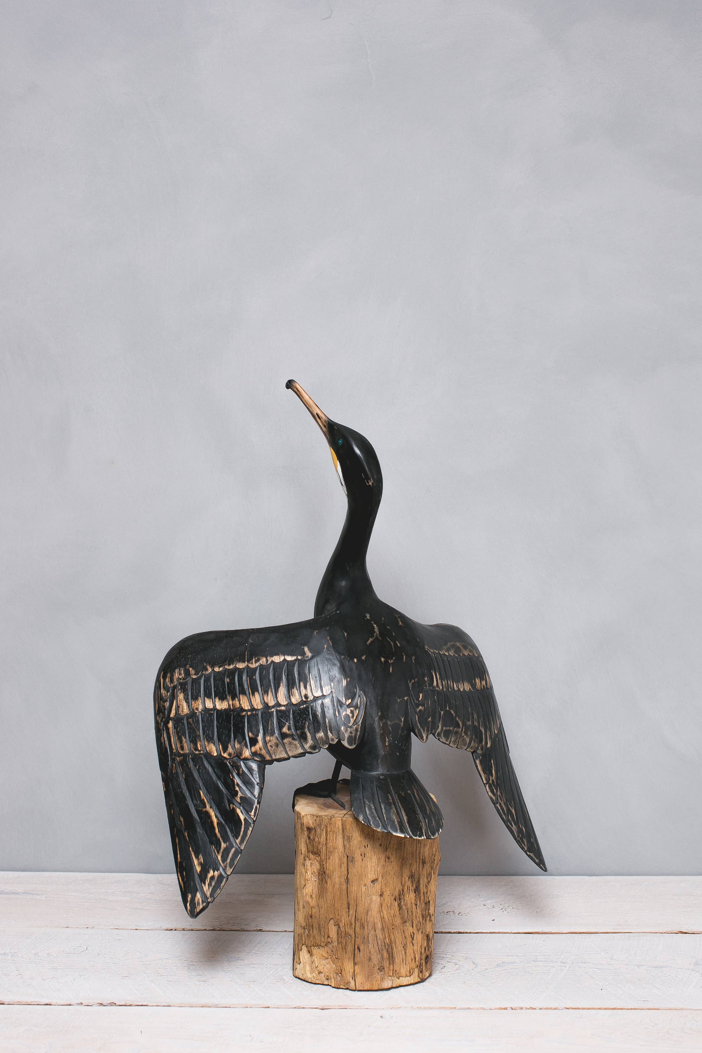 Aviologie - Wholesale Decorative Figurine - Cormorant - High - 23"H  -Carved Wooden Ornament1