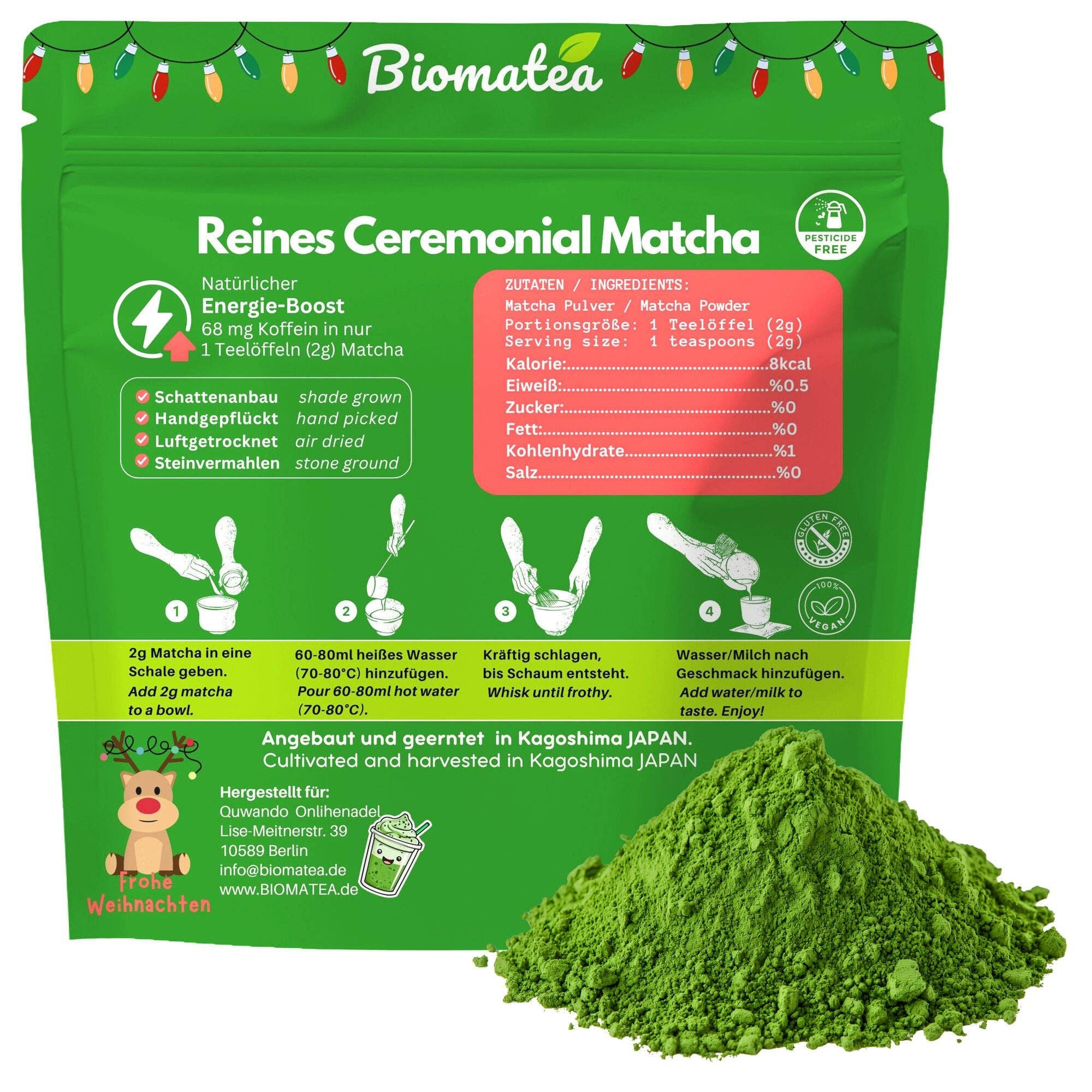 Biomatea - Wholesale Health/Detox Tea - Ceremonial Japanese Matcha Tea Powder – Limited Christmas Xmas Edition, 50 g1