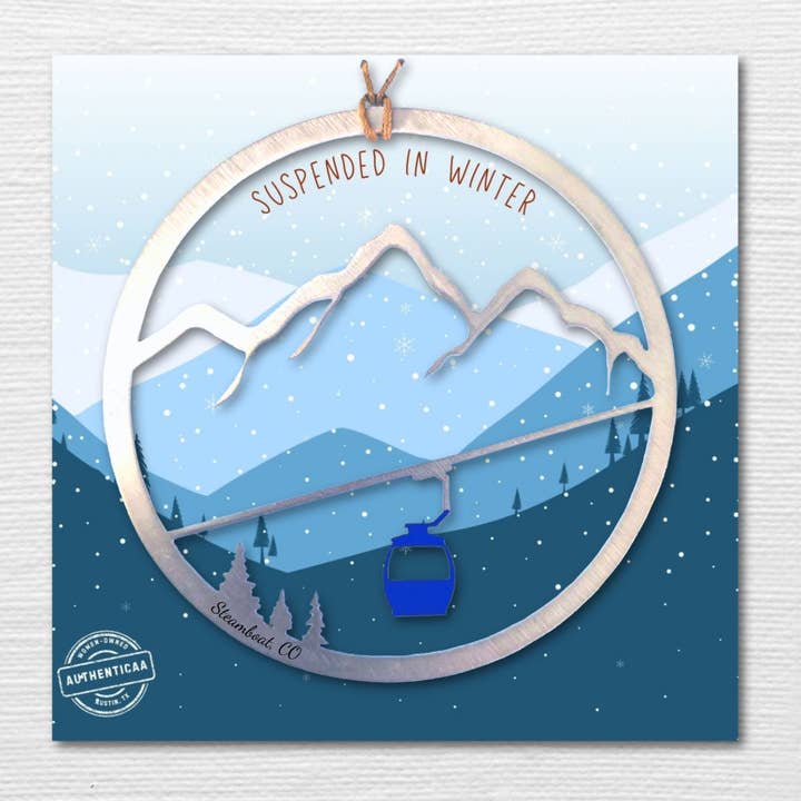 Gondola Ornament- 4x4 Suspended in Winter Retail Card for wholesale by Authenticaa