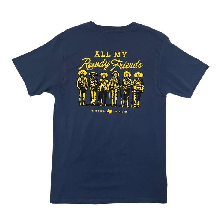 Rowdy Friends Pocket T-Shirt - Navy for wholesale by Paris Texas Apparel Co.