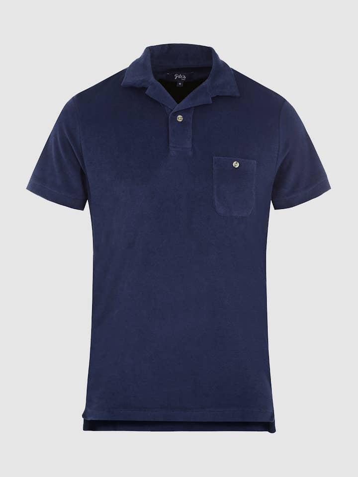 Polo blu in spugna a manica corta per la vendita all'ingrosso da parte di GILI'S