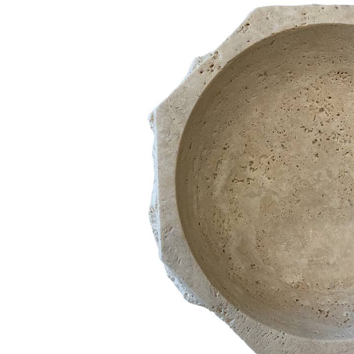 HAAND Craft – Prato/tigela decorativa por atacado – Tigela Decorativa de Mármore Travertino Bege - 28 cm, Forma Octogonal4