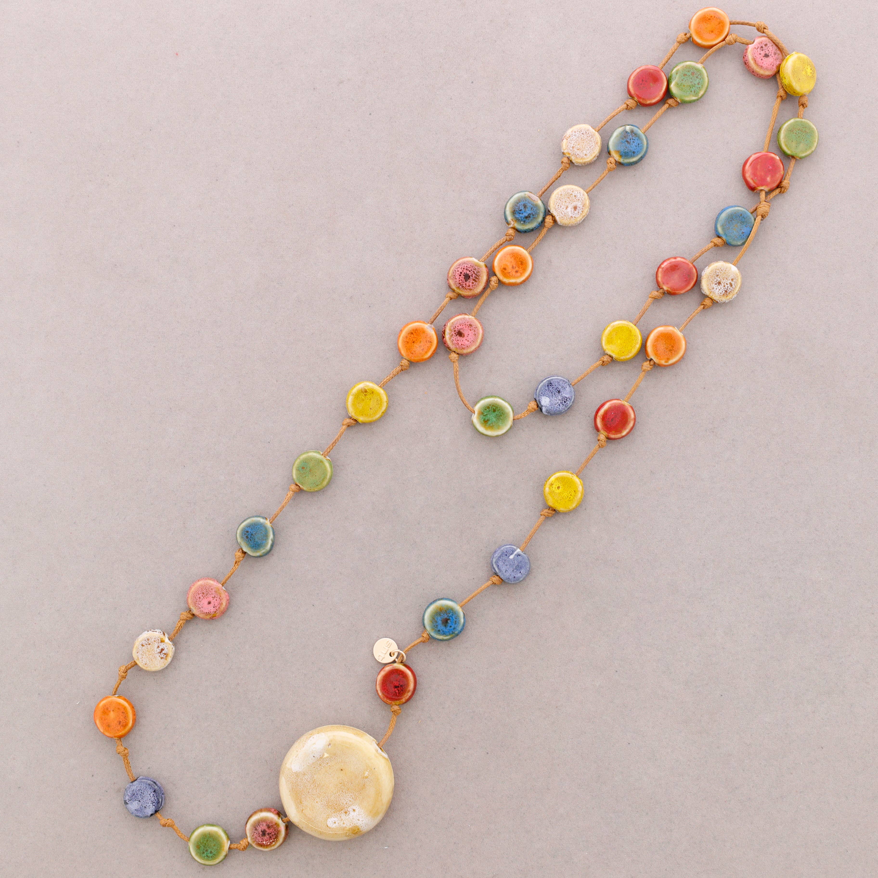 Sonata – wholesale Snap-smycken – Lång halsband med keramiska medaljonger3