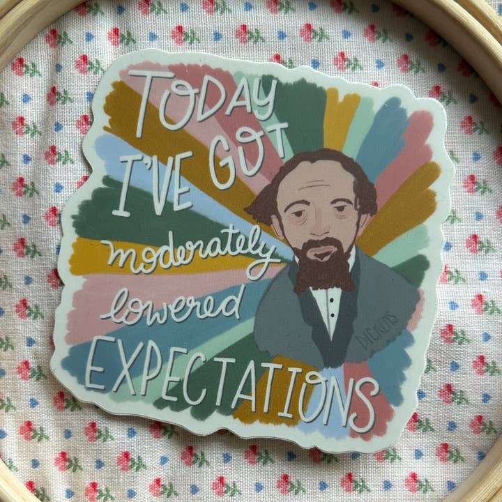 Moderately Lowered Expectations // Charles Dickens // sticker for wholesale by Marzipantz