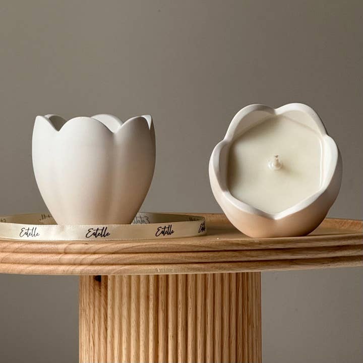 Flower Jar Soy Wax Candle | Handmade Jesmonite Vessel, Scented Candle for wholesale by Estelle Studio