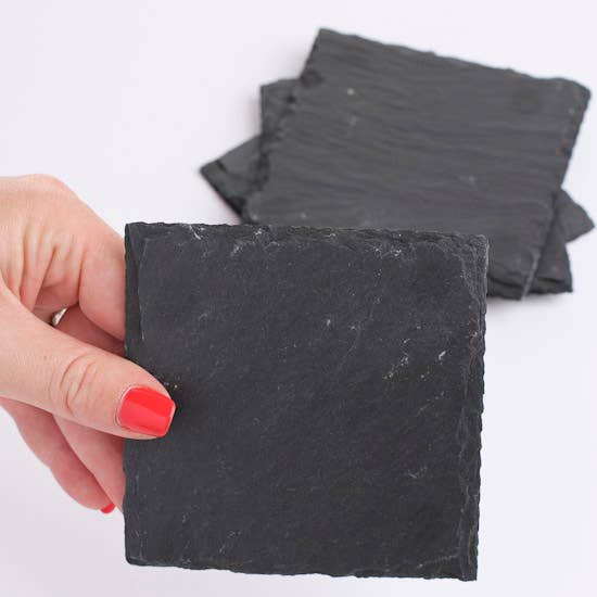 Factory Direct Craft - Wholesale Coasters - Set of 4 Square Natural Slate Coasters -