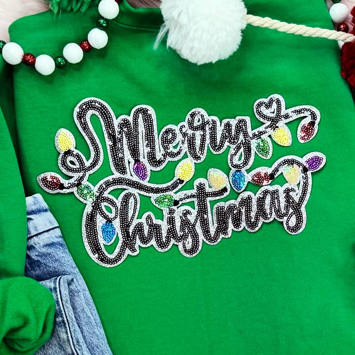 Merry Christmas Sequin Patch for wholesale by Trendy Transfers