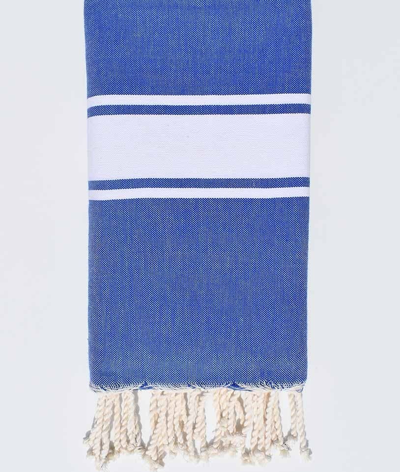 Fouta Tunisia - Vente Serviette de plage - Fouta XL Classique avec Bandes Blanches0
