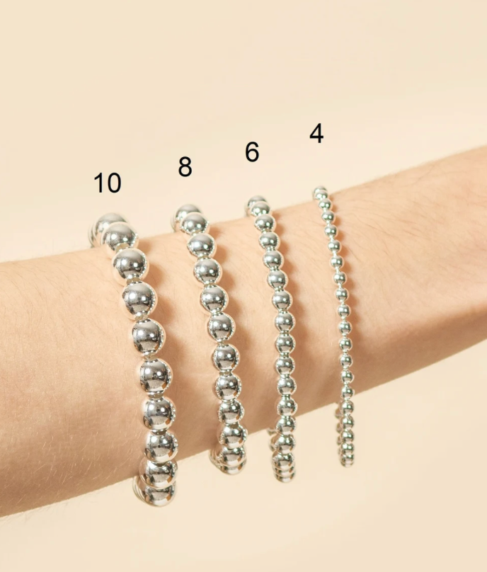 HoopLa - Vente Bracelet de perles - Bracelet à perles en argent - Le bracelet empilable en acier PV3